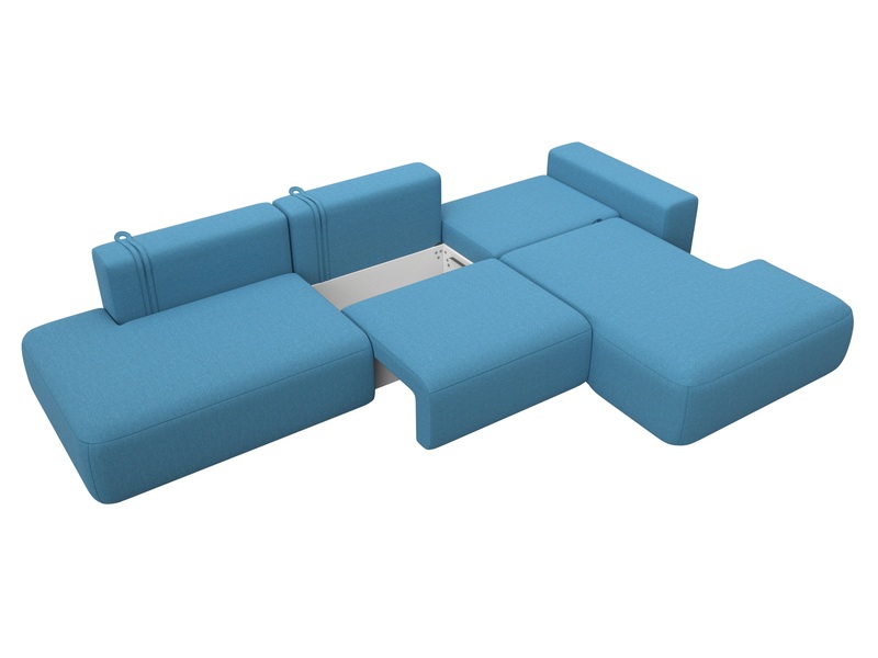 Диван угловой Лига-036 НПБ Модерн Лонг правый угол, Рогожка, Амур 10 голубой