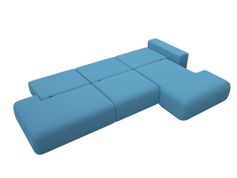 Диван угловой Лига-036 НПБ Модерн Лонг правый угол, Рогожка, Амур 10 голубой