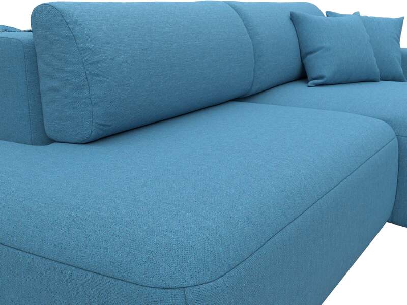 Диван угловой Лига-036 НПБ Модерн правый угол, Рогожка, Амур 10 голубой