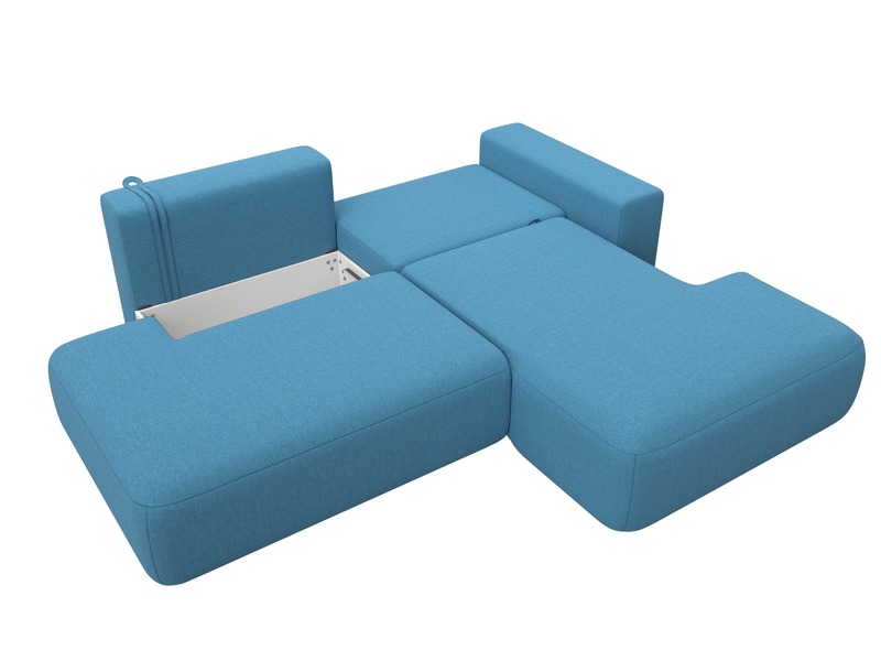 Диван угловой Лига-036 НПБ Модерн правый угол, Рогожка, Амур 10 голубой