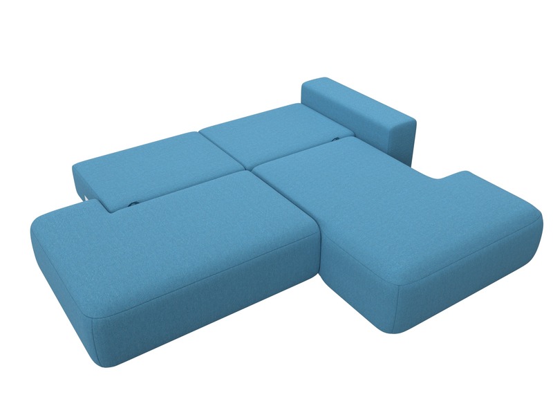 Диван угловой Лига-036 НПБ Модерн правый угол, Рогожка, Амур 10 голубой