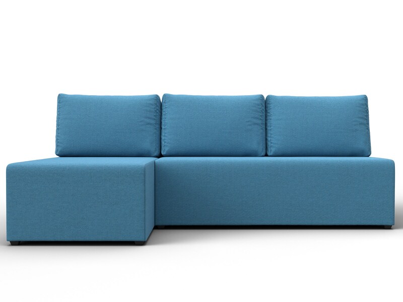 Диван угловой Поло левый угол, Рогожка, Амур 10 голубой