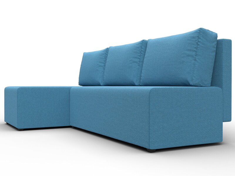 Диван угловой Поло левый угол, Рогожка, Амур 10 голубой