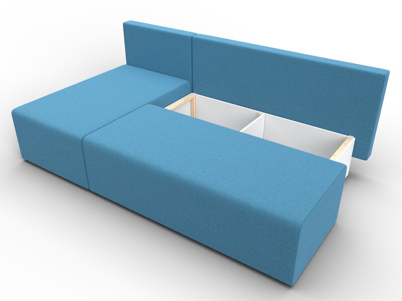 Диван угловой Поло левый угол, Рогожка, Амур 10 голубой