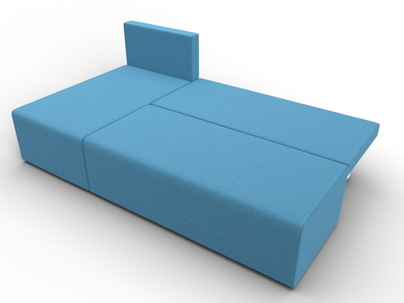 Диван угловой Поло левый угол, Рогожка, Амур 10 голубой