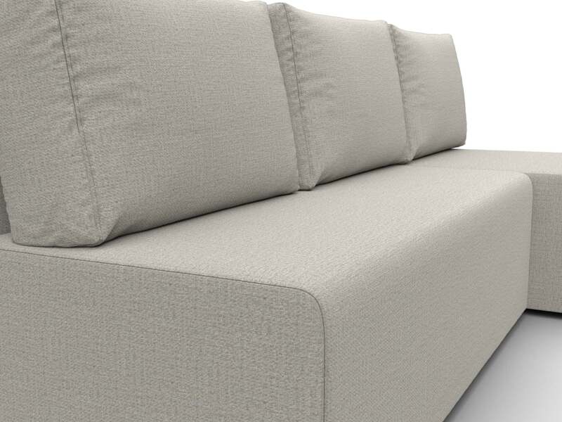 Диван угловой Поло правый угол, Рогожка, Амур 02 бежевый