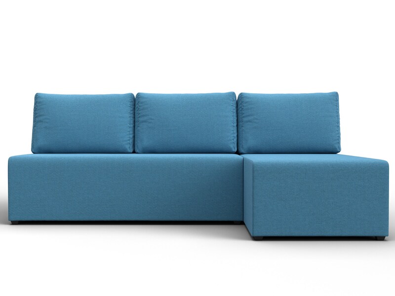 Диван угловой Поло правый угол, Рогожка, Амур 10 голубой