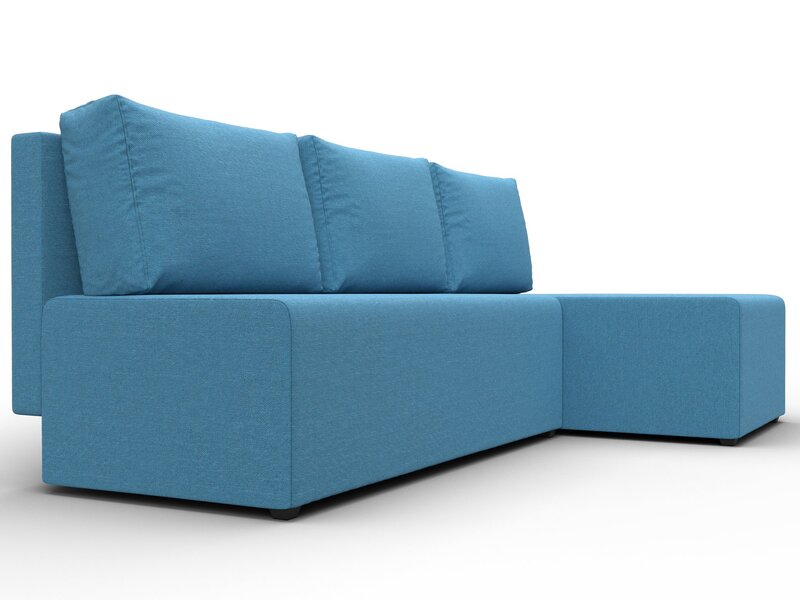 Диван угловой Поло правый угол, Рогожка, Амур 10 голубой