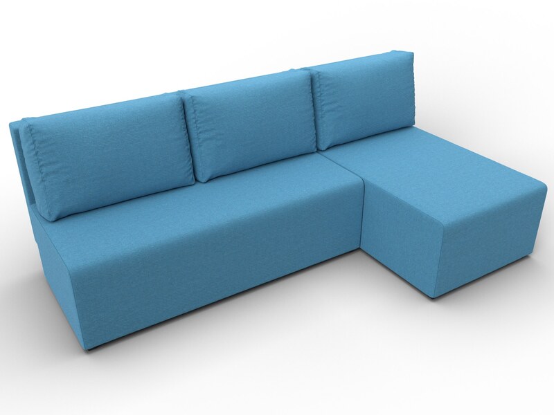 Диван угловой Поло правый угол, Рогожка, Амур 10 голубой