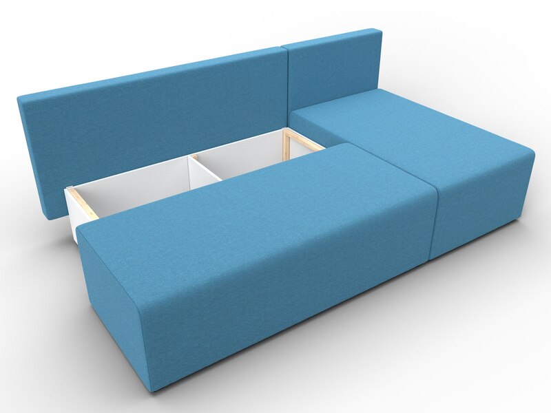 Диван угловой Поло правый угол, Рогожка, Амур 10 голубой