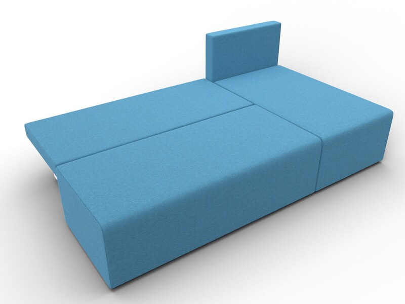 Диван угловой Поло правый угол, Рогожка, Амур 10 голубой