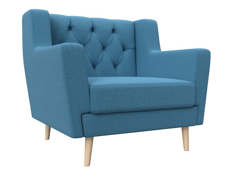 Кресло Брайтон Люкс, Рогожка, Амур 10 голубой