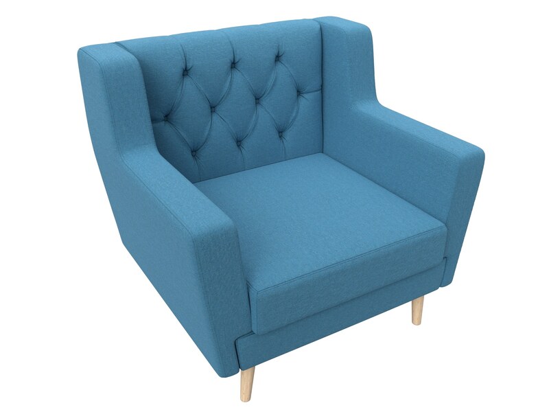 Кресло Брайтон Люкс, Рогожка, Амур 10 голубой