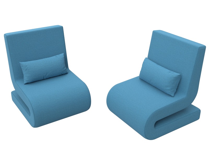 Кресло Волна (2 шт.), Рогожка, Амур 10 голубой