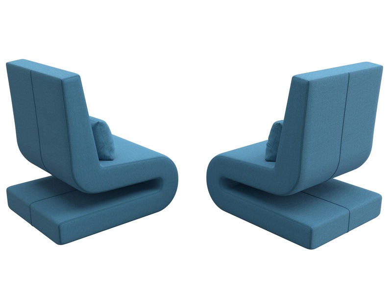 Кресло Волна (2 шт.), Рогожка, Амур 10 голубой