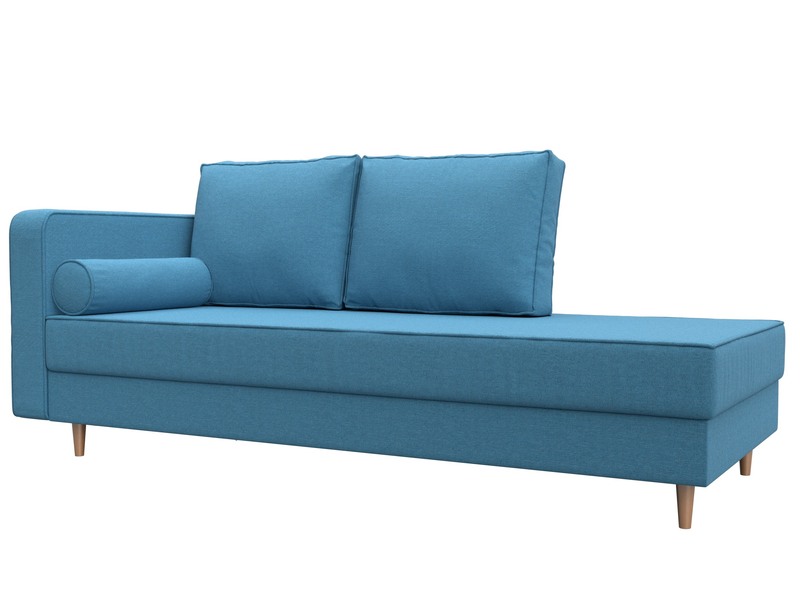 Кушетка Прайм левая, Рогожка, Амур 10 голубой