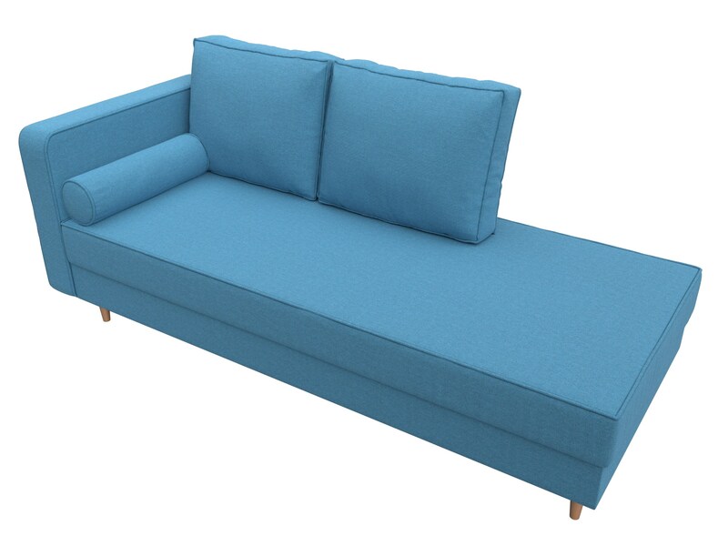 Кушетка Прайм левая, Рогожка, Амур 10 голубой