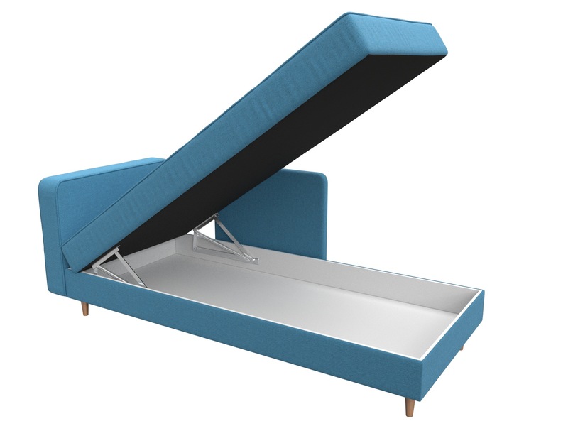 Кушетка Прайм левая, Рогожка, Амур 10 голубой