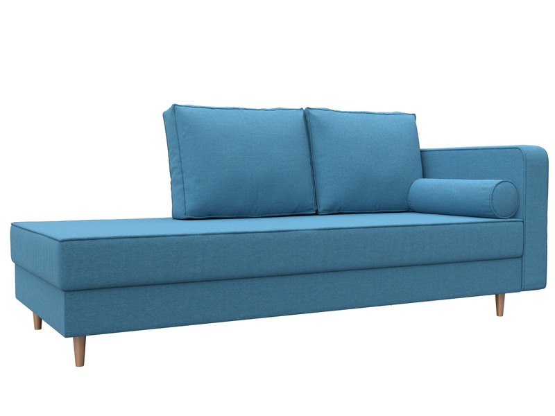 Кушетка Прайм правая, Рогожка, Амур 10 голубой