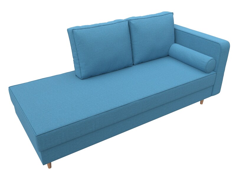 Кушетка Прайм правая, Рогожка, Амур 10 голубой