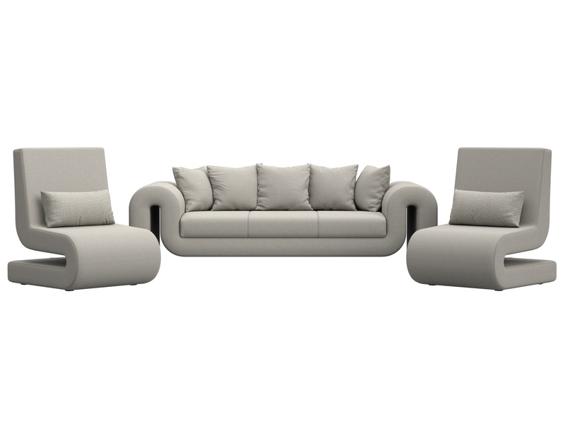 Набор Волна-1 (диван, 2 кресла), Рогожка, Амур 02 бежевый