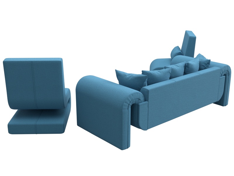 Набор Волна-1 (диван, 2 кресла), Рогожка, Амур 10 голубой