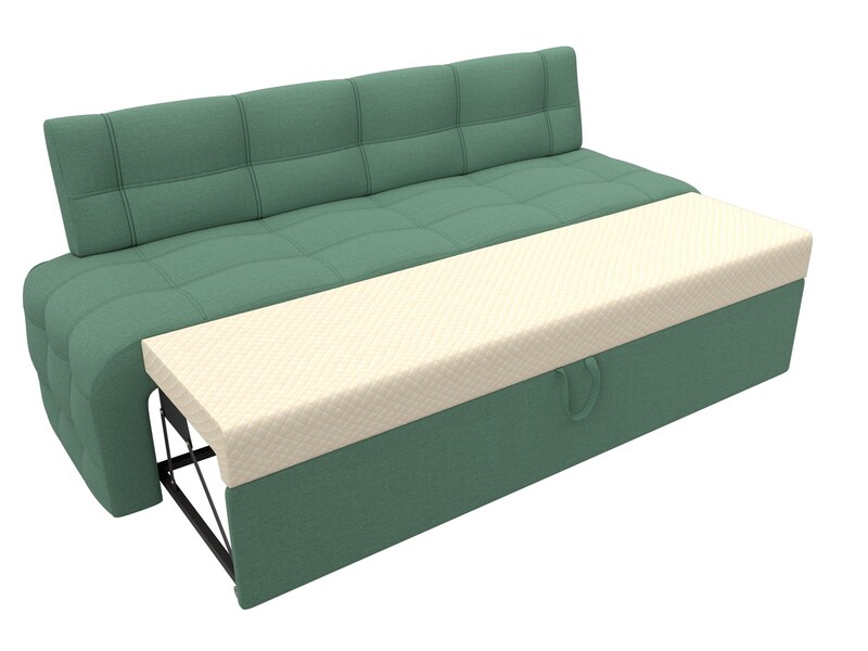 Диван кухонный прямой Люксор, Рогожка, Амур 11 зеленый