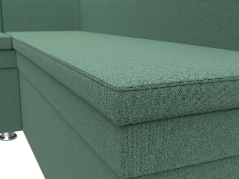 Диван кухонный угловой Уют левый угол, Рогожка, Амур 11 зеленый