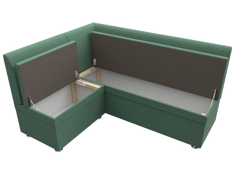 Диван кухонный угловой Уют левый угол, Рогожка, Амур 11 зеленый