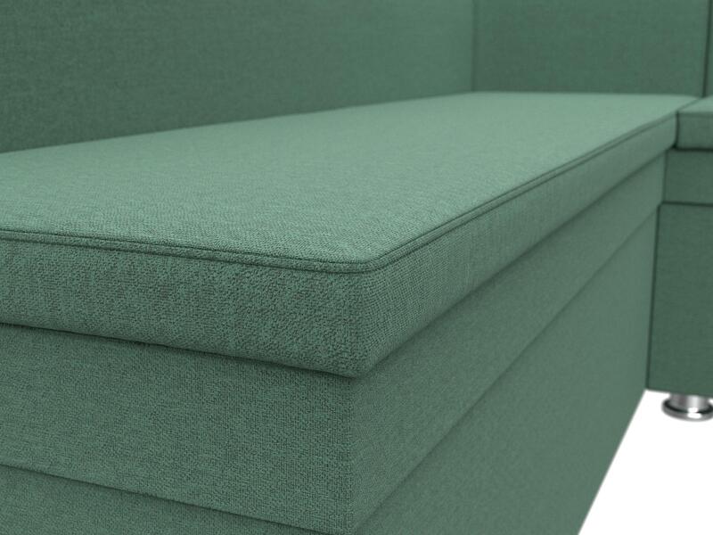 Диван кухонный угловой Уют правый угол, Рогожка, Амур 11 зеленый