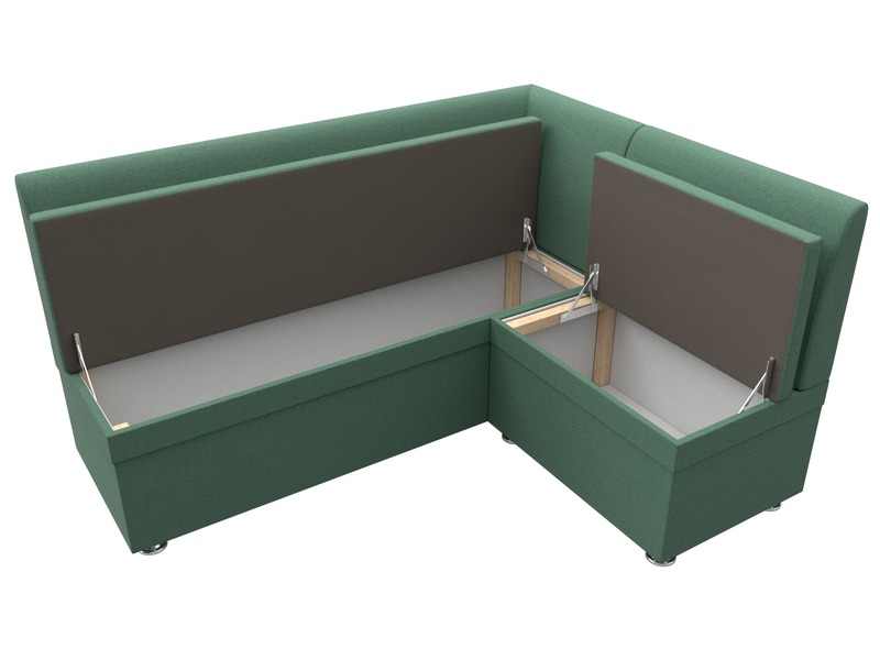 Диван кухонный угловой Уют правый угол, Рогожка, Амур 11 зеленый