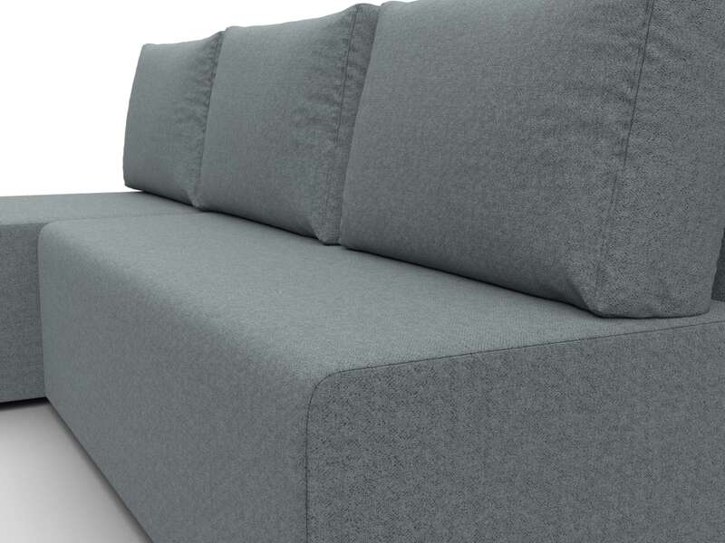 Диван угловой Поло левый угол, Рогожка, Амур 07 серый