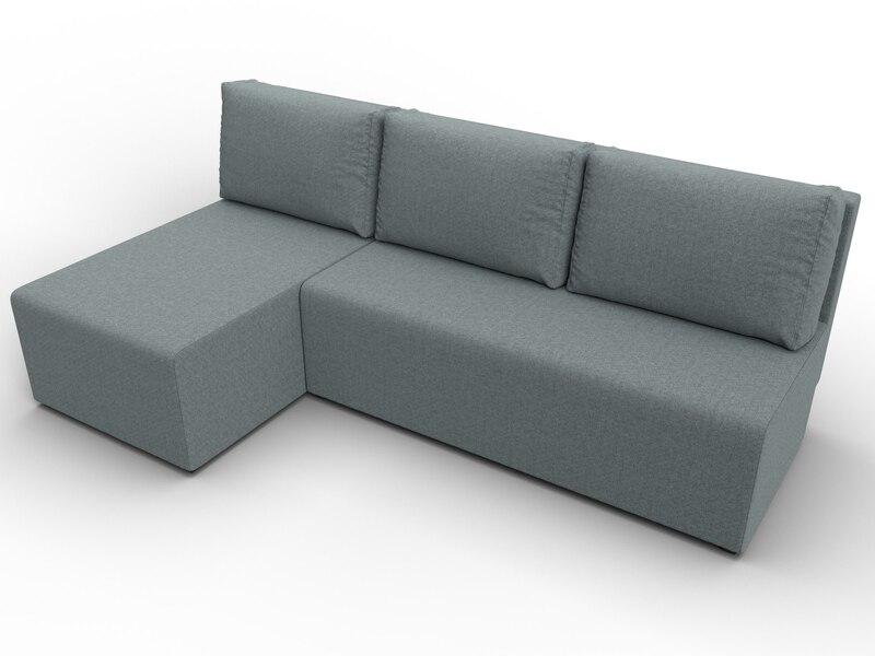 Диван угловой Поло левый угол, Рогожка, Амур 07 серый