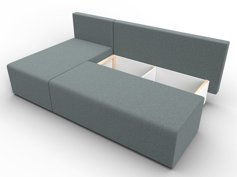 Диван угловой Поло левый угол, Рогожка, Амур 07 серый