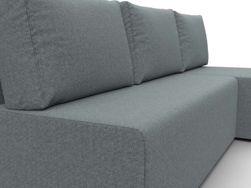 Диван угловой Поло правый угол, Рогожка, Амур 07 серый