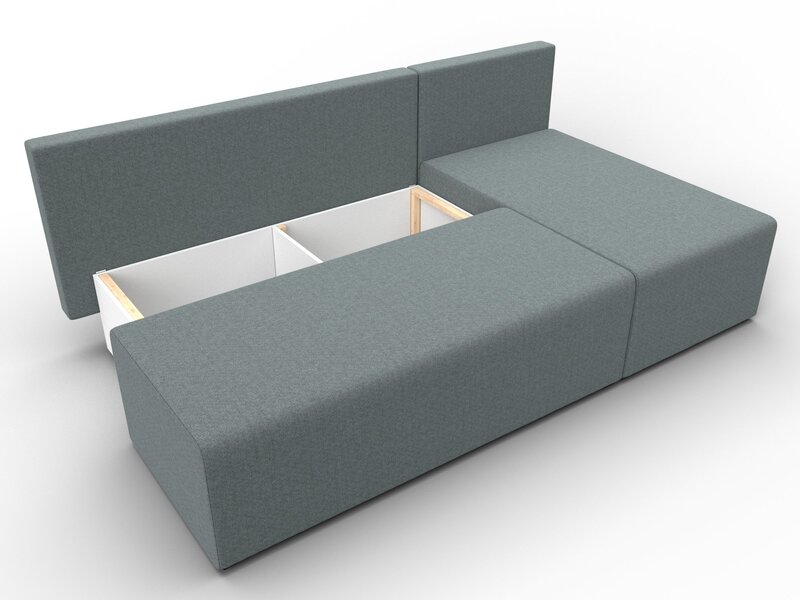 Диван угловой Поло правый угол, Рогожка, Амур 07 серый