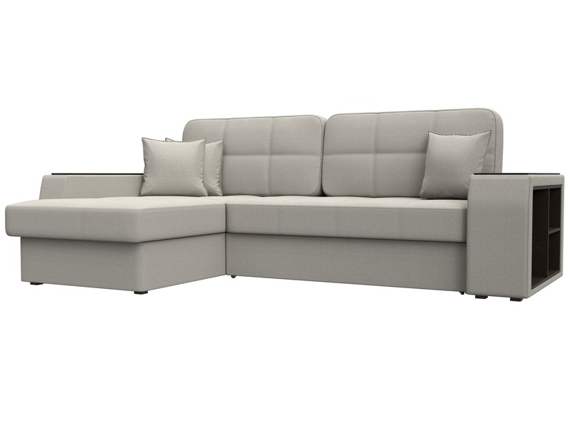 Диван угловой Брюссель левый угол, Рогожка, Амур 02 бежевый