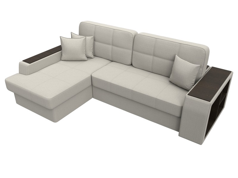 Диван угловой Брюссель левый угол, Рогожка, Амур 02 бежевый