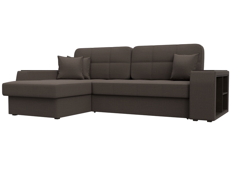 Диван угловой Брюссель левый угол, Рогожка, Амур 05 коричневый