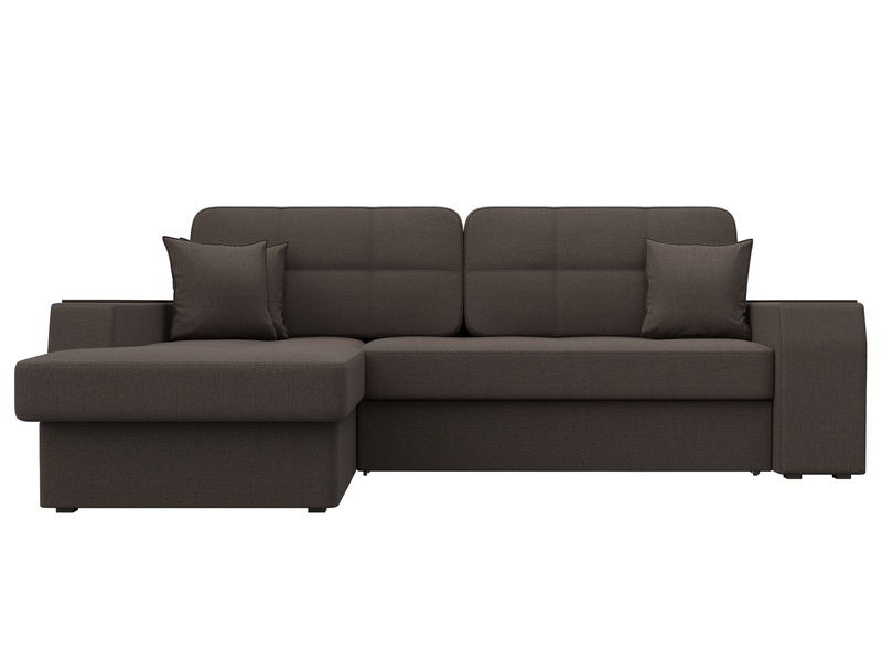 Диван угловой Брюссель левый угол, Рогожка, Амур 05 коричневый