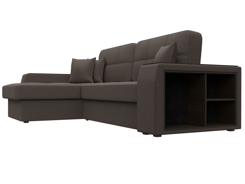 Диван угловой Брюссель левый угол, Рогожка, Амур 05 коричневый