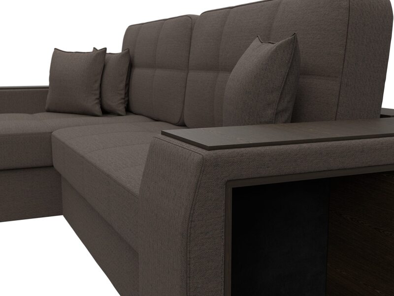 Диван угловой Брюссель левый угол, Рогожка, Амур 05 коричневый