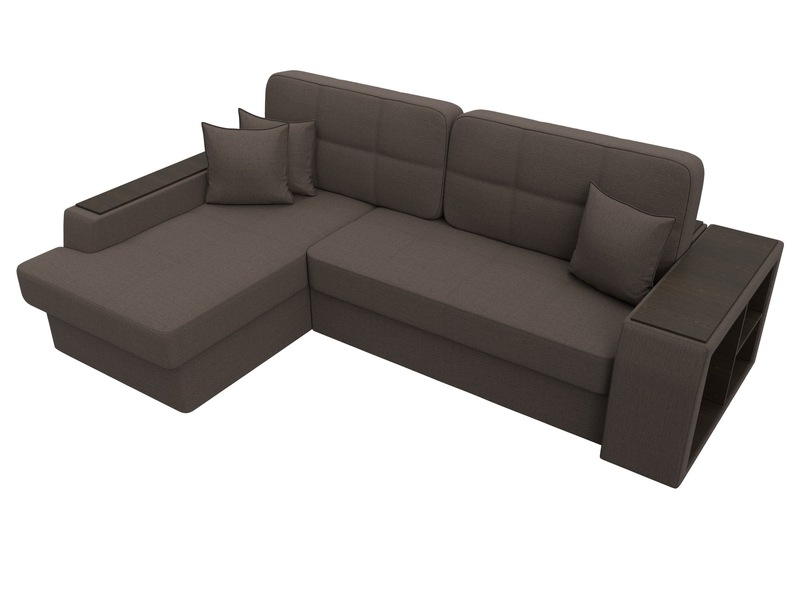 Диван угловой Брюссель левый угол, Рогожка, Амур 05 коричневый