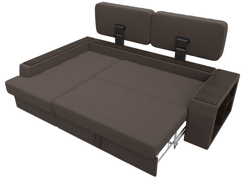 Диван угловой Брюссель левый угол, Рогожка, Амур 05 коричневый