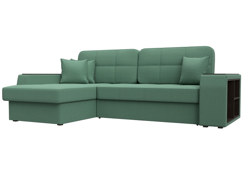 Диван угловой Брюссель левый угол, Рогожка, Амур 11 зеленый