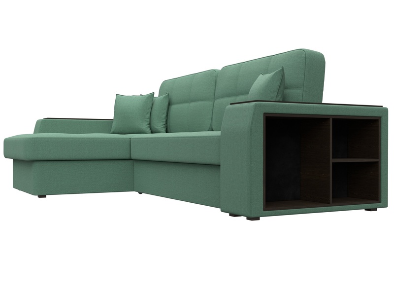Диван угловой Брюссель левый угол, Рогожка, Амур 11 зеленый