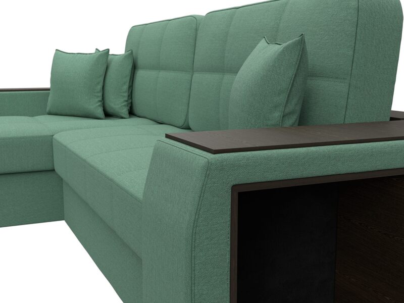 Диван угловой Брюссель левый угол, Рогожка, Амур 11 зеленый