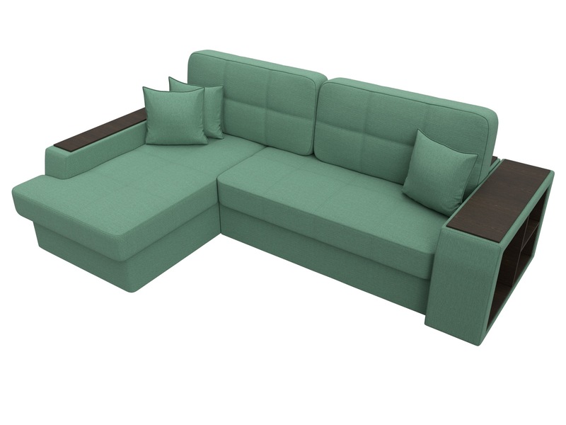 Диван угловой Брюссель левый угол, Рогожка, Амур 11 зеленый