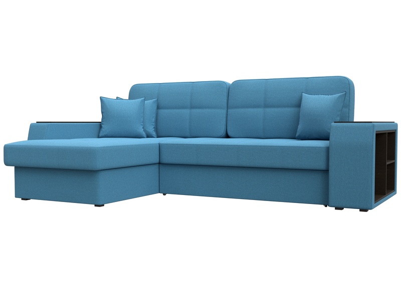 Диван угловой Брюссель левый угол, Рогожка, Амур 10 голубой