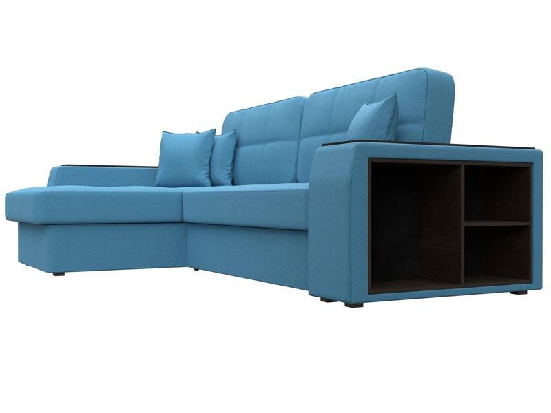 Диван угловой Брюссель левый угол, Рогожка, Амур 10 голубой